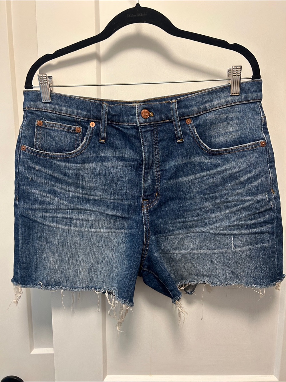 Madewell Distressed Denim Shorts with Frayed Hem
